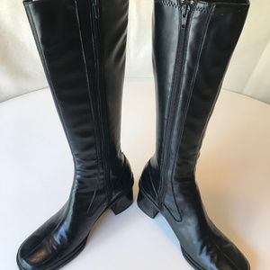 INDEED TALL BLACK STRETCH ZENO BOOTS, SIDE-ZIP
